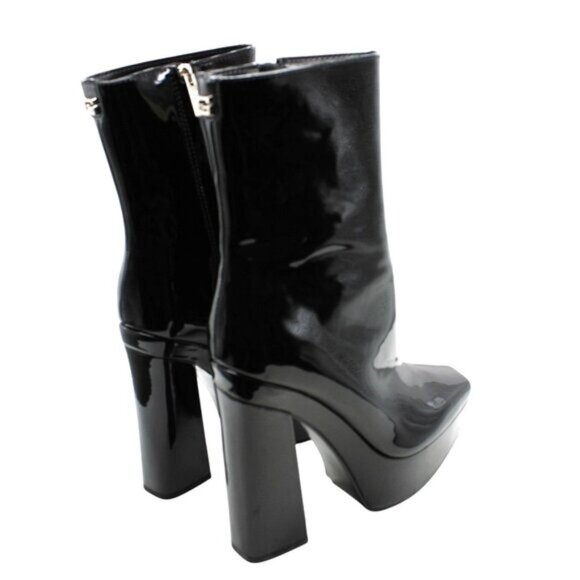 Guess Womens Black 1-1/2 Platform Cushioned Logo Byra Square Toe Dress Booties - Picture 5 of 8
